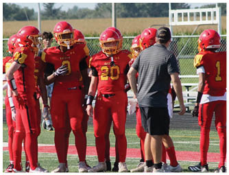 A group of football players on a field. Description generated by AI