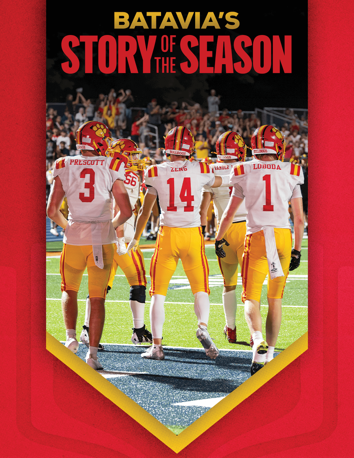 A group of football players huddled together. Description generated by AI