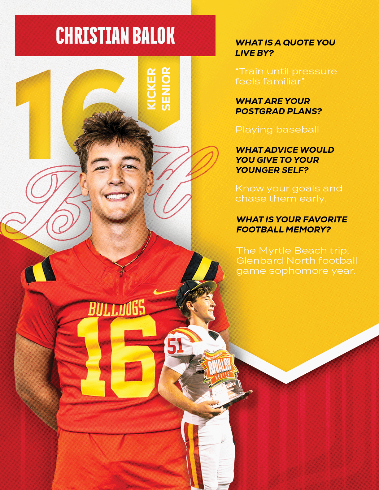 A football player wearing a blue and red jersey with the number 15 on it. Description generated by AI