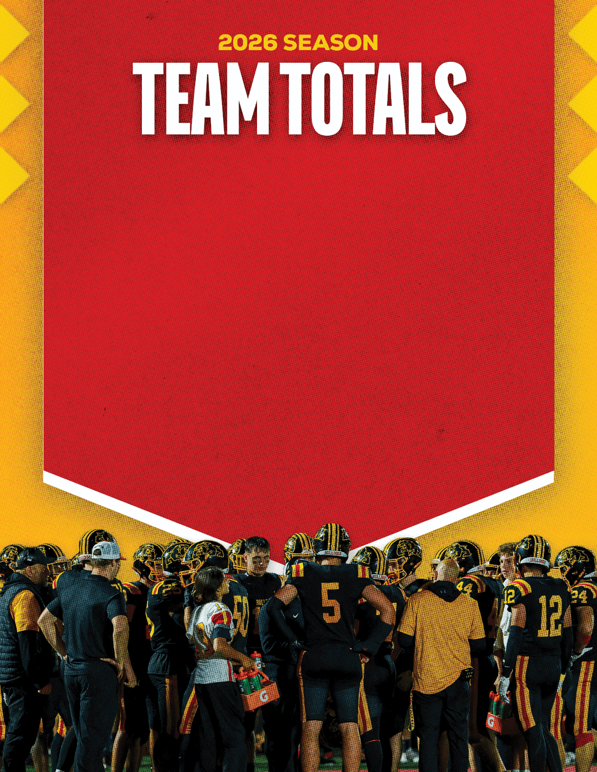 A group of football players standing on a field. Description generated by AI