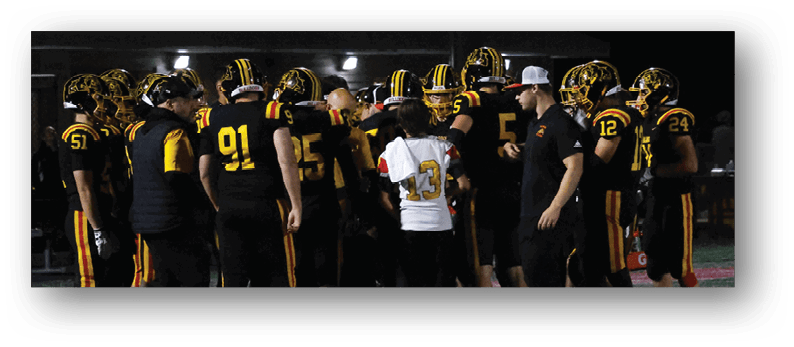 A group of football players on a field. Description generated by AI