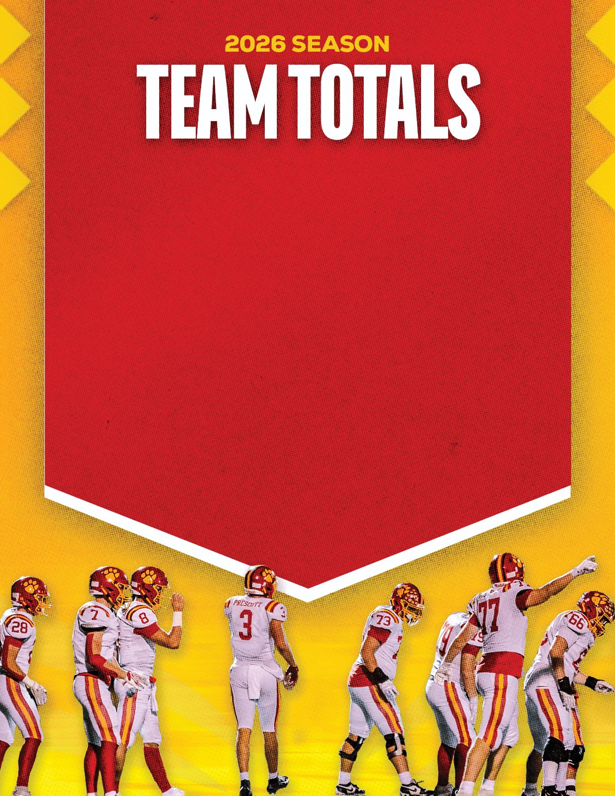 A group of football players standing on a field. Description generated by AI