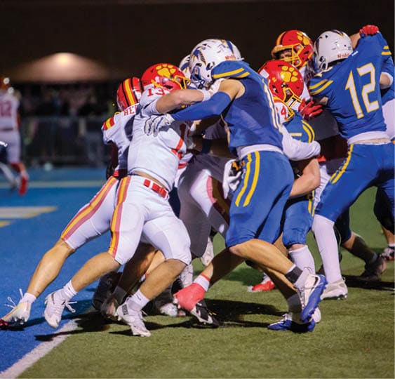 A group of football players celebrating a victory. AI generated content