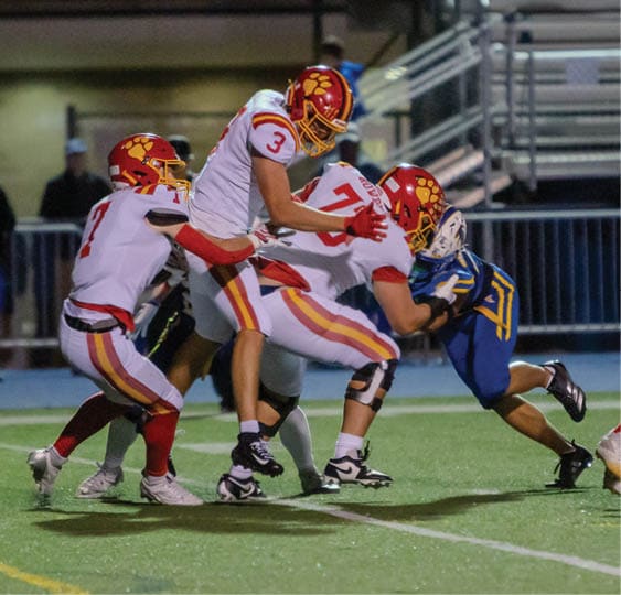 A group of football players celebrating a victory. AI generated content