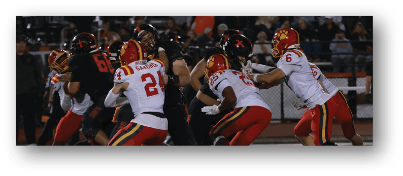 A group of football players on a field. Description generated by AI