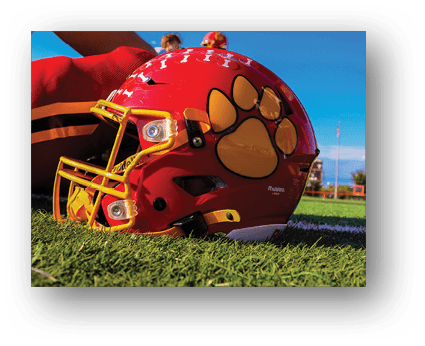 A group of football players on a field. Description generated by AI
