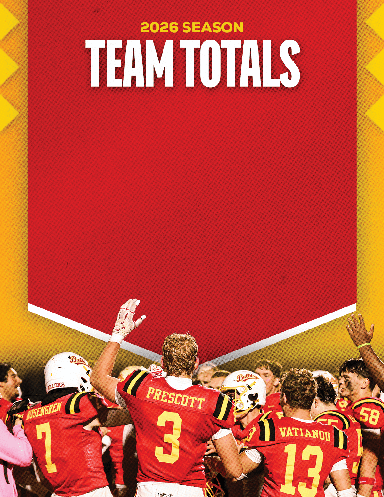 A group of football players standing on a field. Description generated by AI
