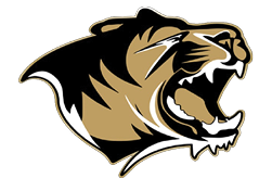 A tiger's head with its mouth open. Description generated by AI
