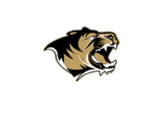 A tiger's head with its mouth open. Description generated by AI