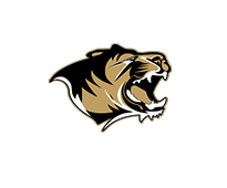 A tiger's head with its mouth open. Description generated by AI