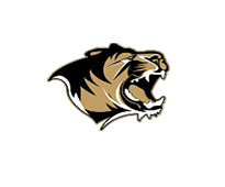 A tiger's head with its mouth open. Description generated by AI