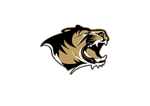 A tiger's head with its mouth open. Description generated by AI