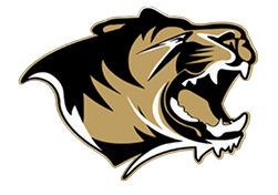 A tiger's head with its mouth open. Description generated by AI