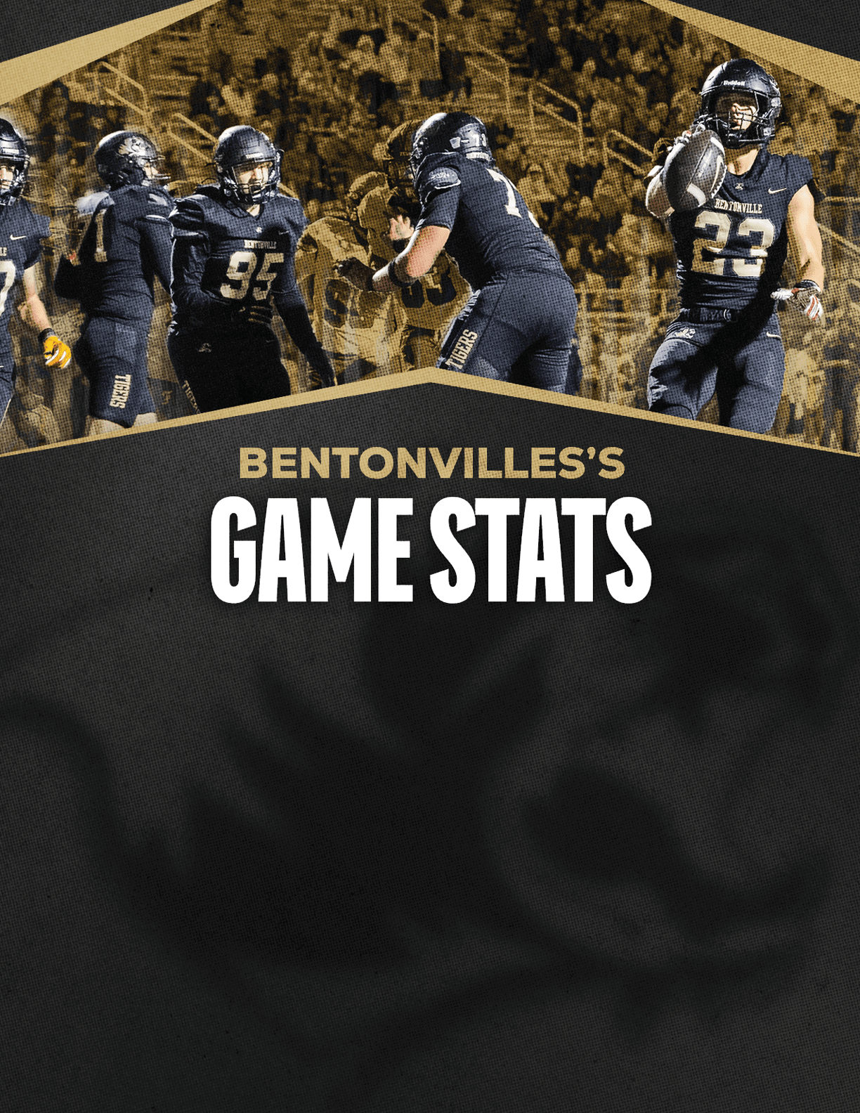 A gold colored sign that says “Mountain Vista's Game Stats". Description generated by AI