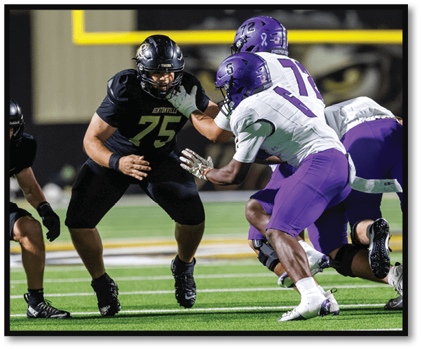 A group of football players wearing black jerseys with the number 3 on them. Description generated by AI