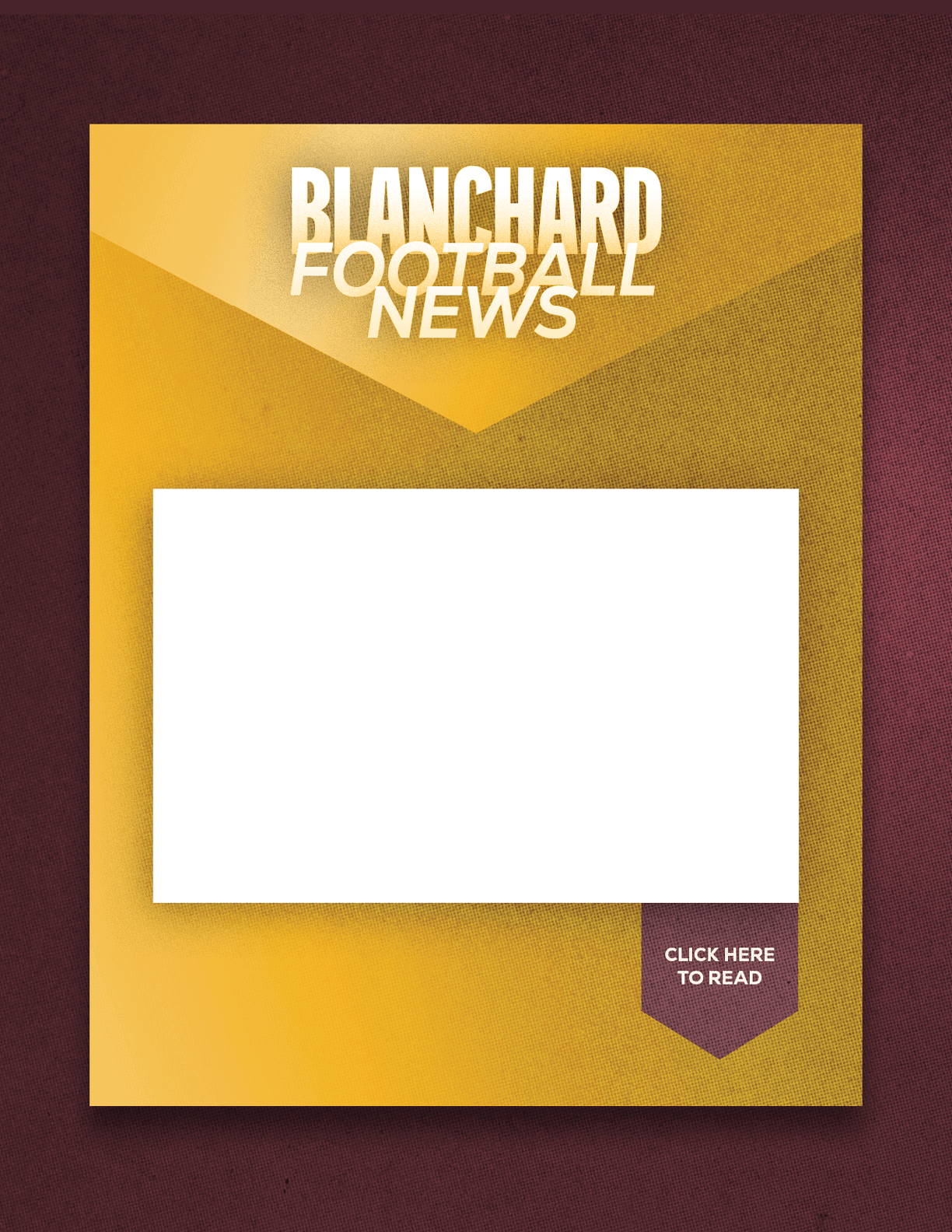 A red and blue sign with a blank space for a headline. Description generated by AI