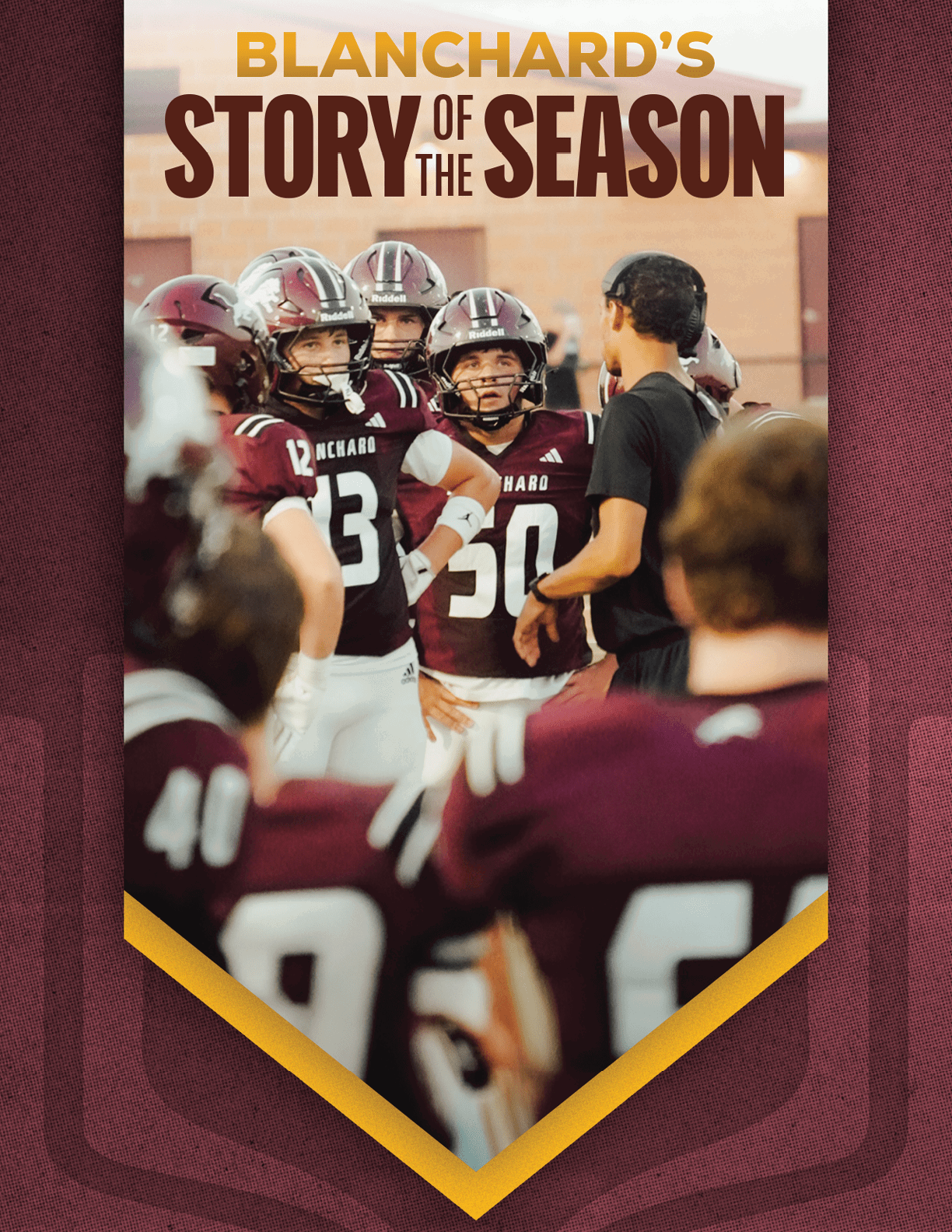A group of football players huddled together. Description generated by AI