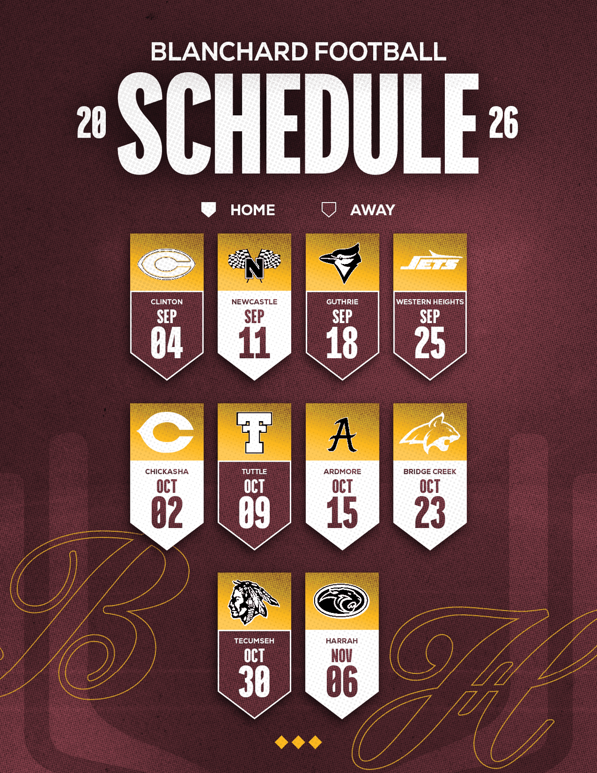A football schedule for the 2014 season. Description generated by AI