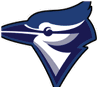 A stylized navy blue and white fish head facing right on a green oval background. Description generated by AI