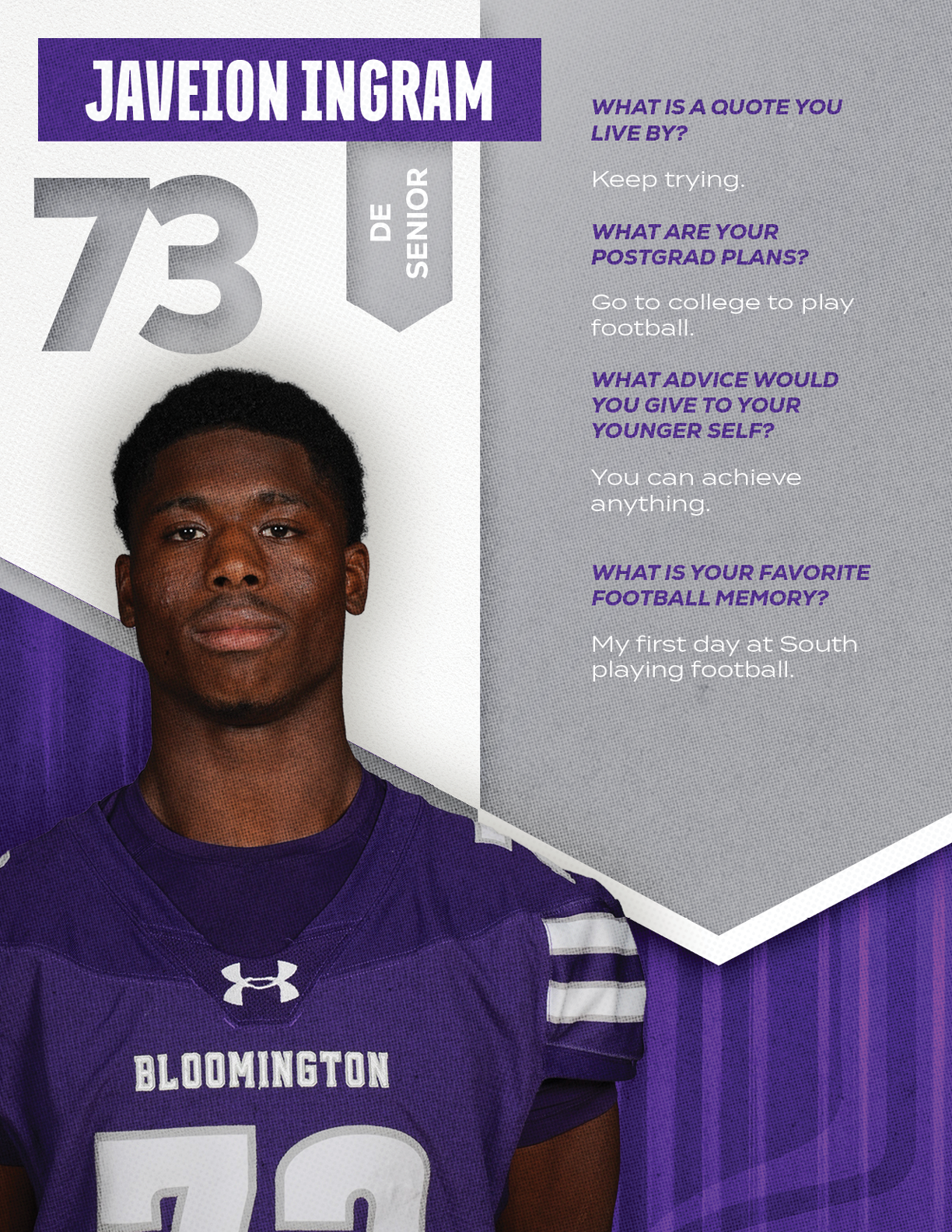 A football player wearing a blue and red jersey with the number 7 on it. Description generated by AI