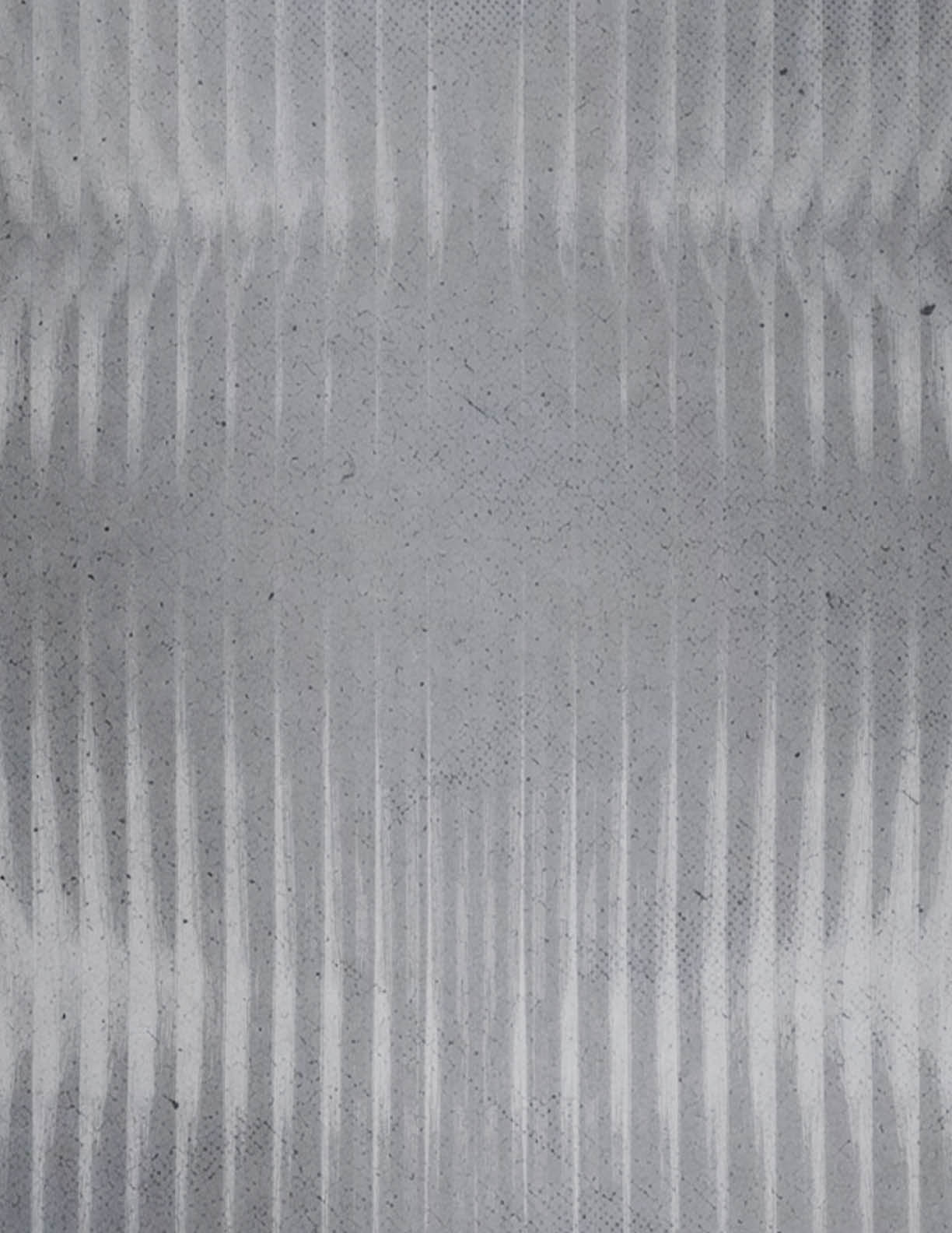 A grayscale abstract pattern with vertical lines creating a symmetrical, wave-like effect across the image. Description generated by AI