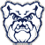 A stylized, fierce-looking bulldog head logo with bold dark outlines and sharp teeth. Description generated by AI