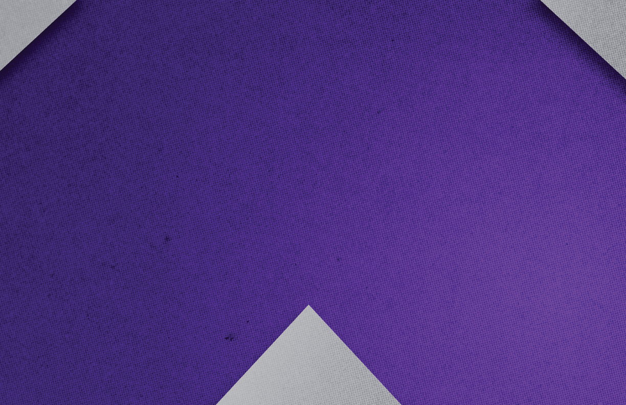 A purple triangle on a gray background. Description generated by AI