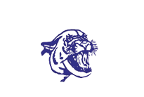 A purple and black tiger with its mouth open. Description generated by AI