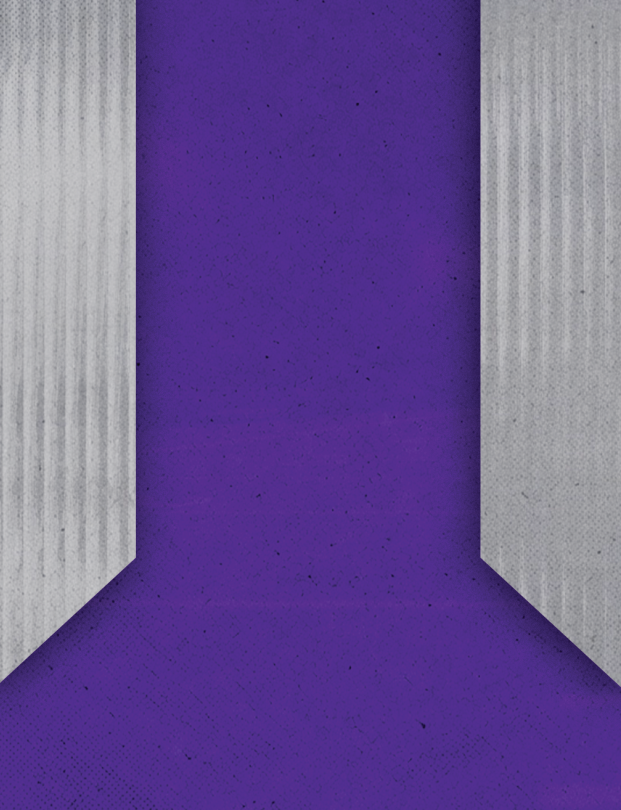 Three purple flags on a gray background. Description generated by AI