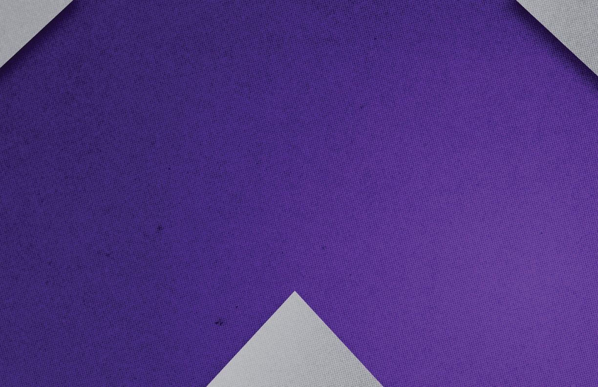 A purple triangle on a gray background. Description generated by AI