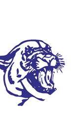 A purple and black tiger with its mouth open. Description generated by AI