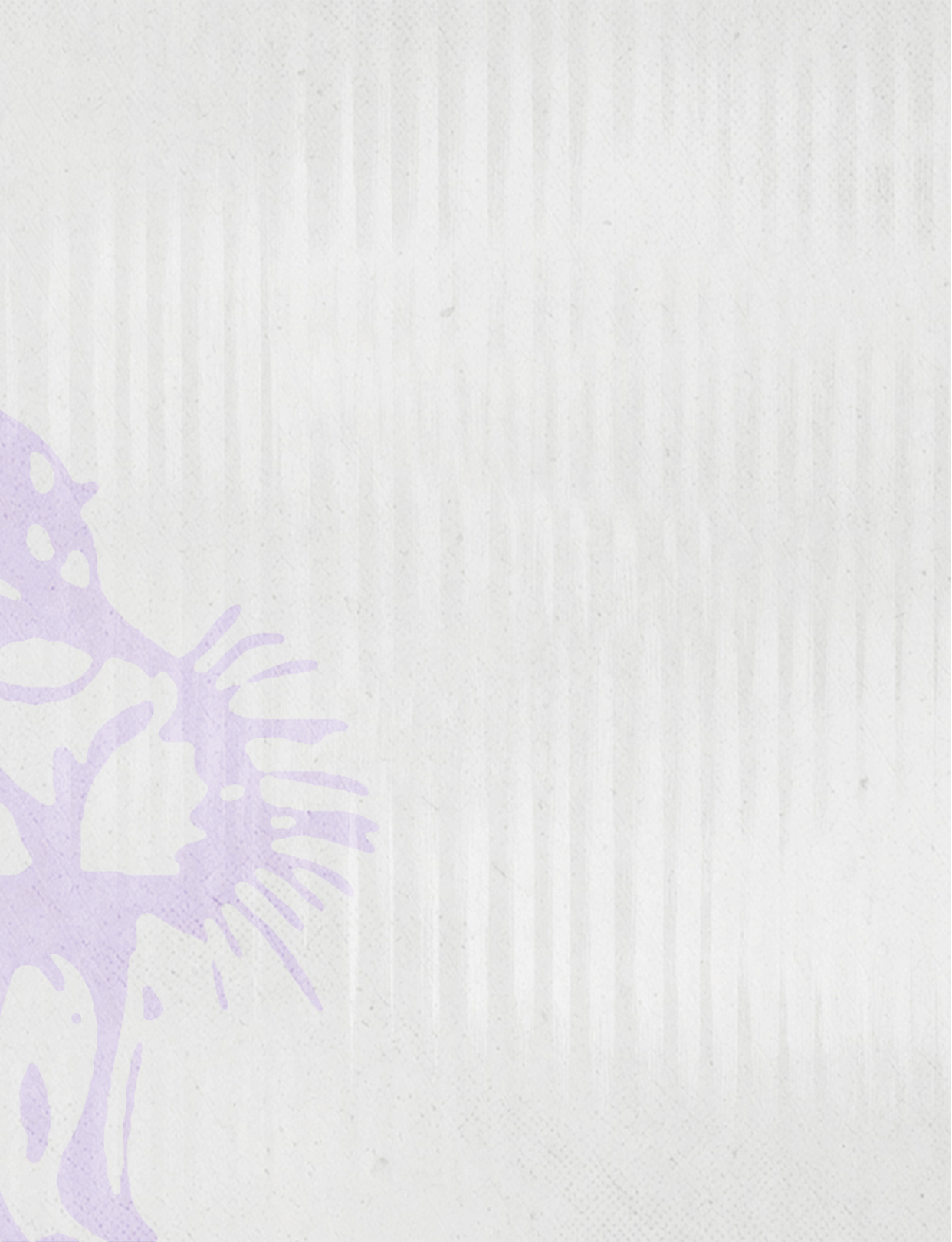 A light purple abstract design resembling a stylized animal or creature is set against a textured white background. Description generated by AI