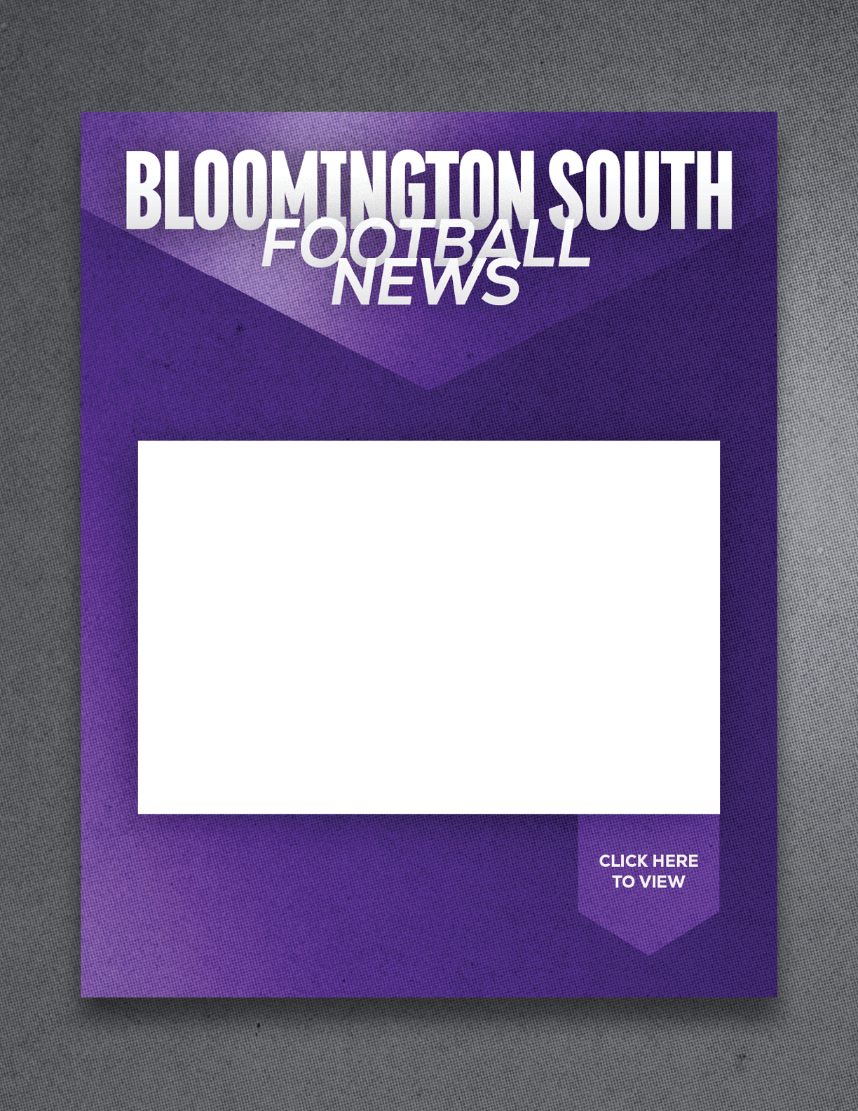 A purple and white newspaper cover with the words “Bloomington South Football News" written in white. Description generated by AI