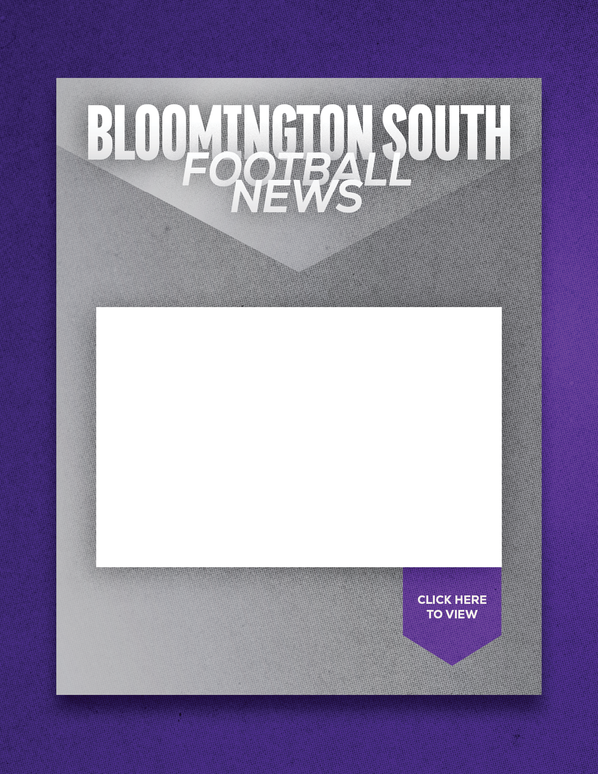 A purple and white newspaper cover with the words “Bloomington South Football News" written in white. Description generated by AI