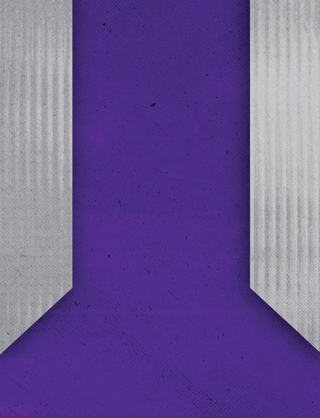 Three purple flags on a gray background. Description generated by AI