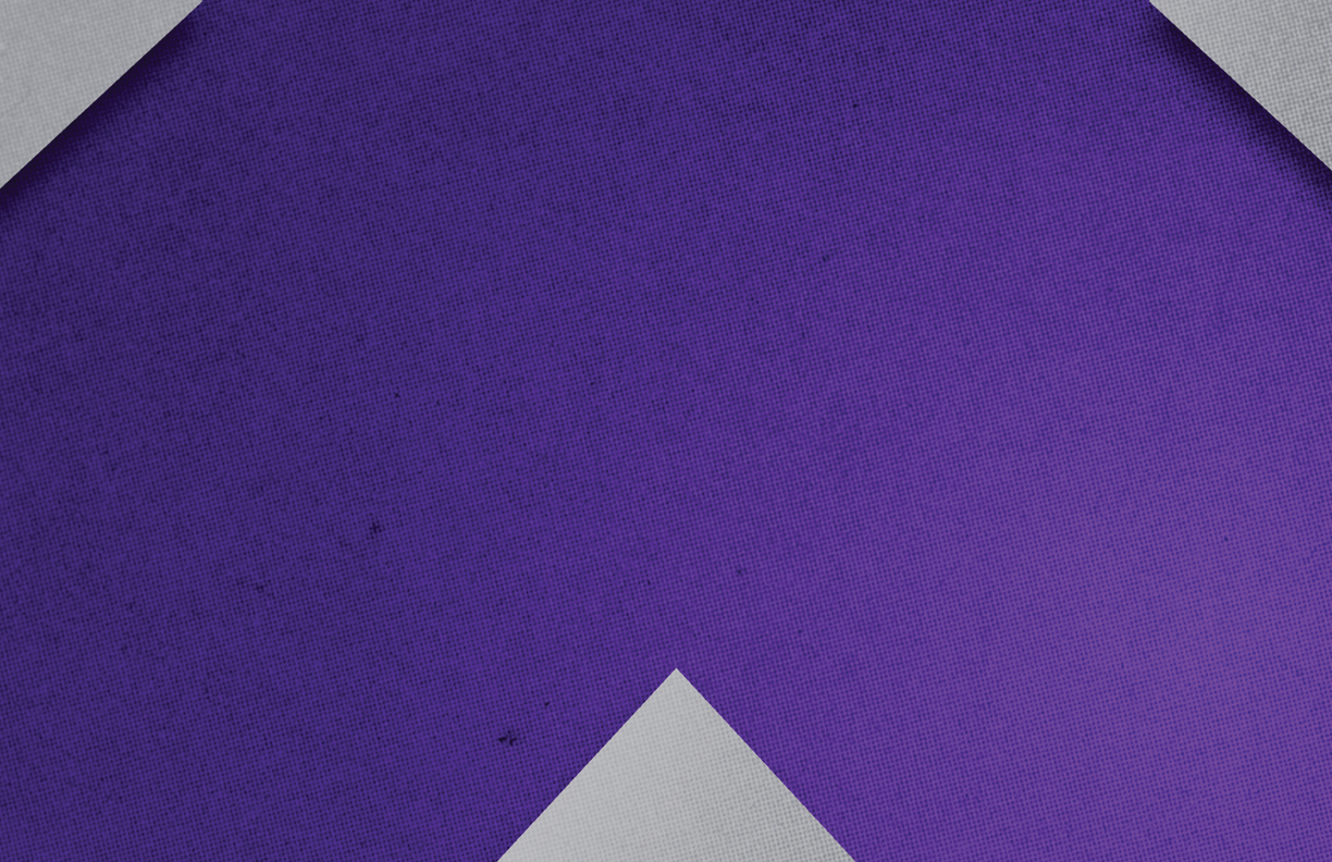 A purple triangle on a gray background. Description generated by AI