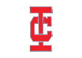 A stylized red letter T with a smaller red shape resembling a backward number 4 and a blocky shape outlined in blue. Description generated by AI