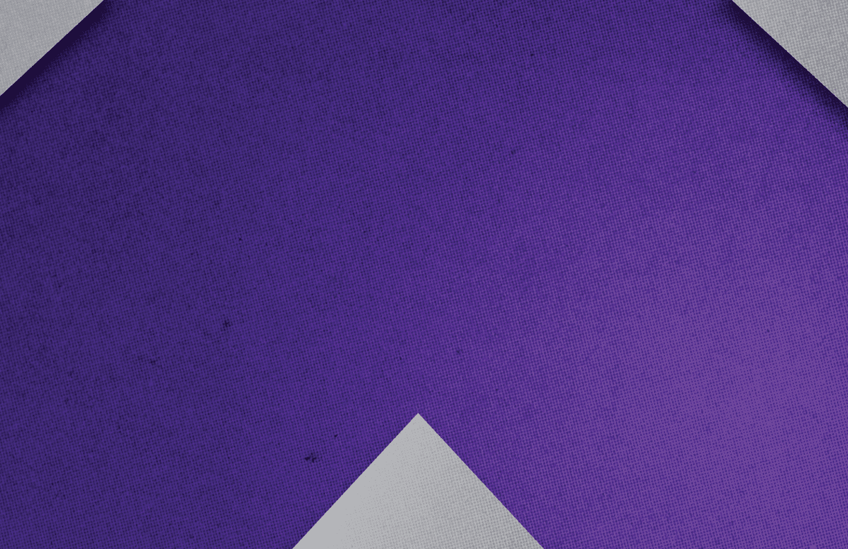A purple triangle on a gray background. Description generated by AI