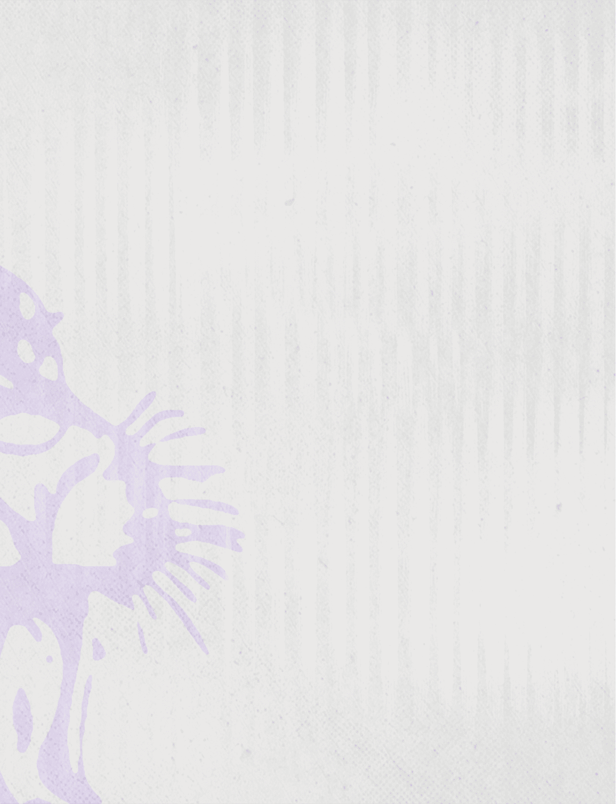 A light purple abstract design resembling a stylized animal or creature is set against a textured white background. Description generated by AI