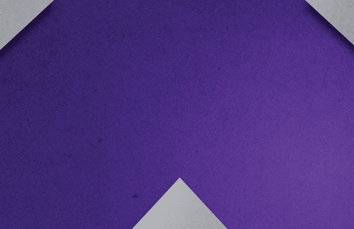 A purple triangle on a gray background. Description generated by AI