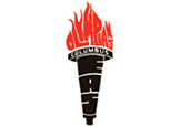 The word “OLYMPIAS" is stylized in red flames rising upward. Description generated by AI