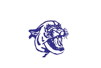 A purple and black tiger with its mouth open. Description generated by AI
