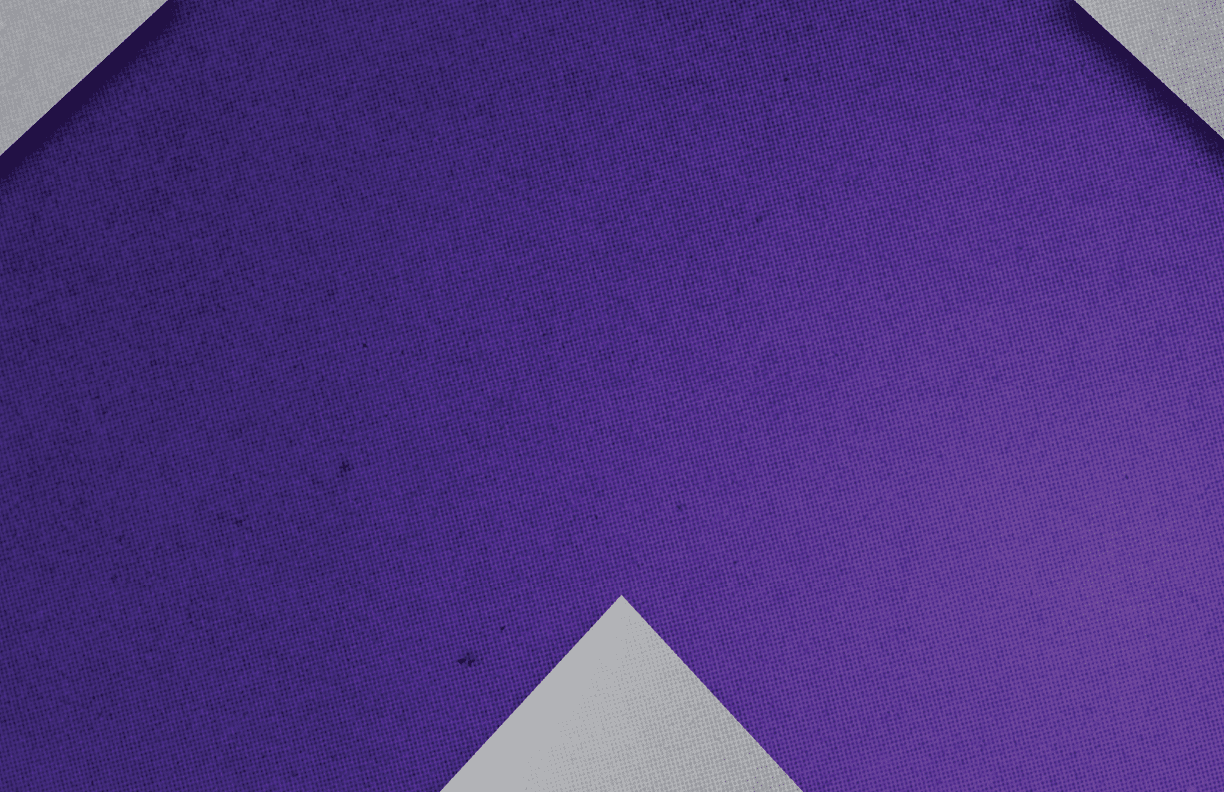 A purple triangle on a gray background. Description generated by AI