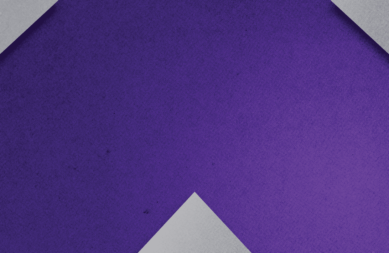A purple triangle on a gray background. Description generated by AI