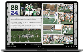 A computer screen displays a collage of photos featuring football players. AI generated content