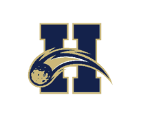 A logo for HHS with a blue and gold color scheme. AI generated content