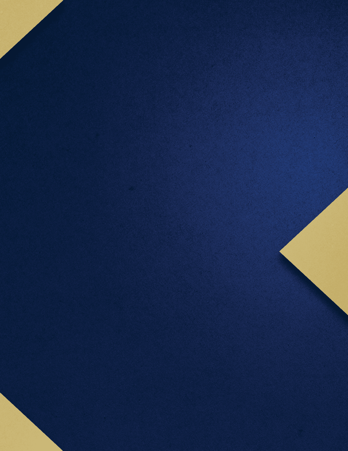 A blue and gold triangle with a nude figure in the center. AI generated content