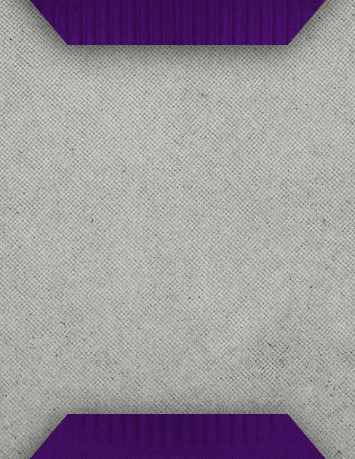 A textured gray background with two purple trapezoid shapes positioned at the top and bottom edges. Description generated by AI