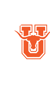 A bold orange letter U with a longhorn steer head and horns extending across the width of the letter. Description generated by AI