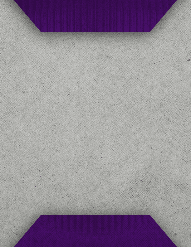 A textured gray background with a purple geometric border featuring triangular cutouts along the top and bottom edges. Description generated by AI
